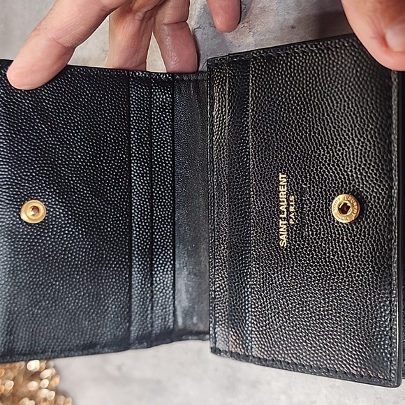 YSL Black Leather Caviar compact Wallet - Picture 8 of 15